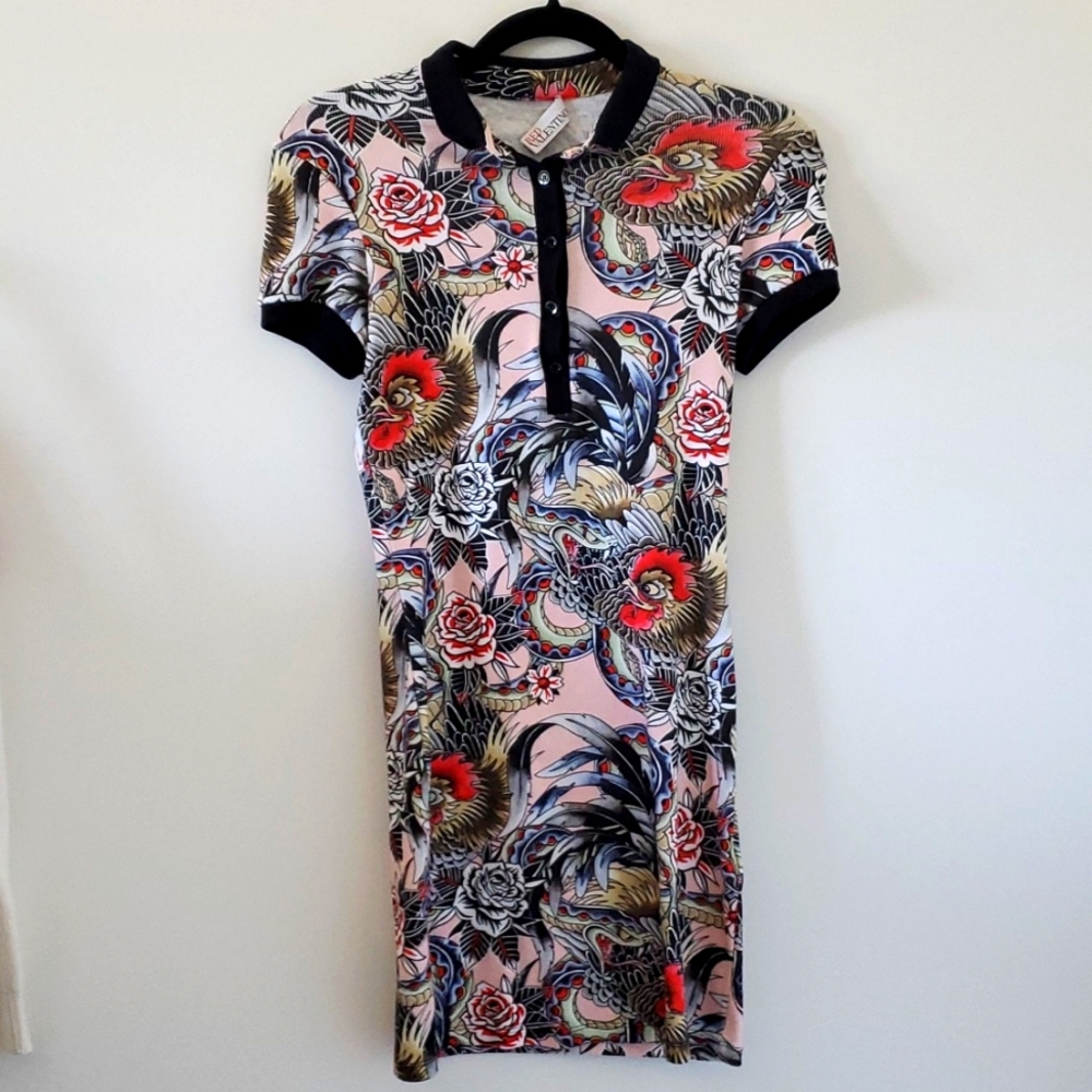 Red Valentino Rooster Snake Polo Dress